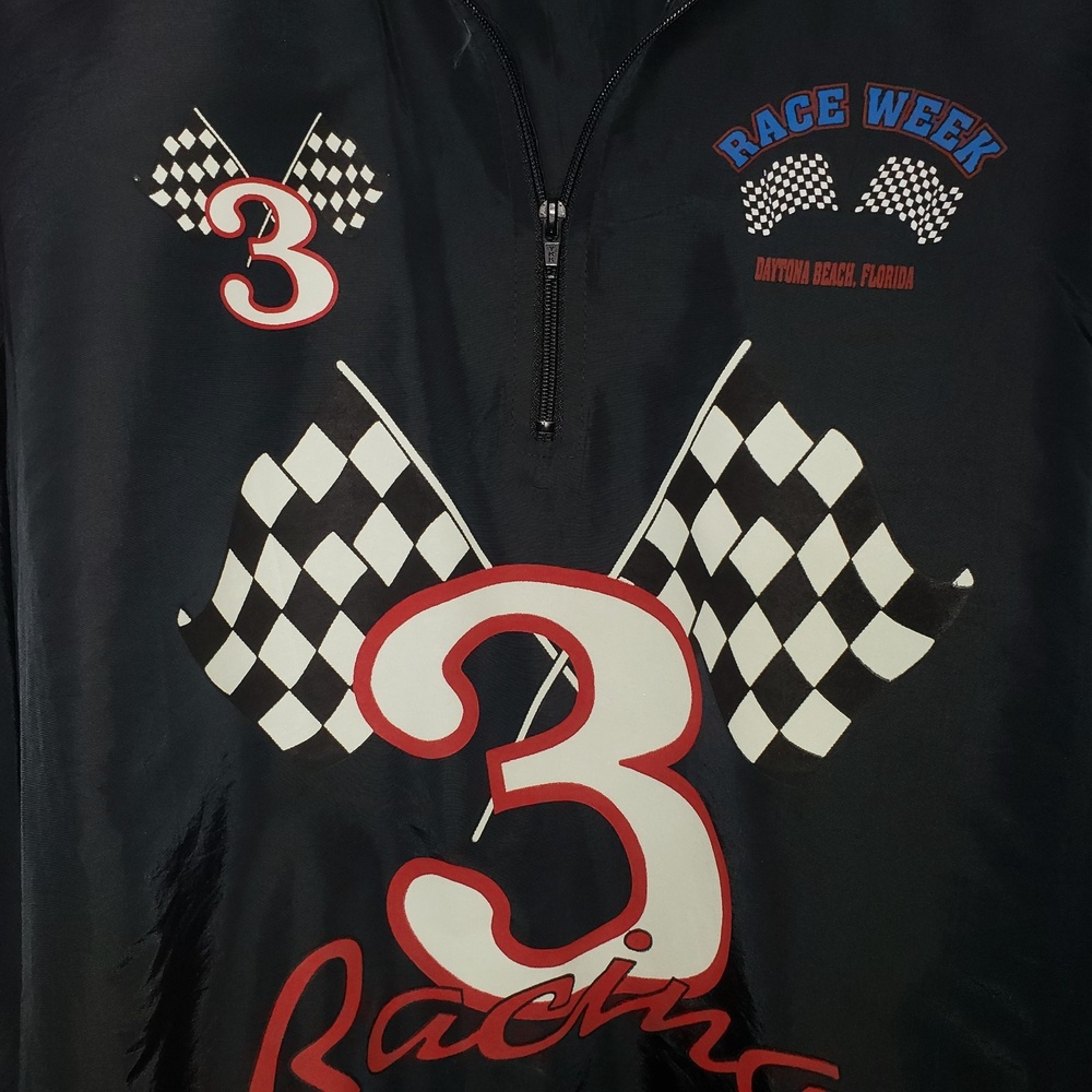 VINTAGE Black #3 Cross Flags Racing Jacket One Size - Picture 3 of 7